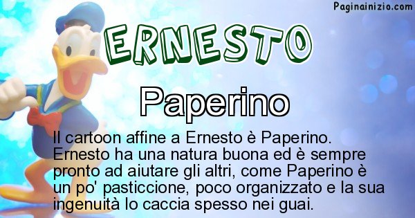 Ernesto - Personaggio dei cartoni associato a Ernesto