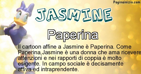 Jasmine - Personaggio dei cartoni associato a Jasmine