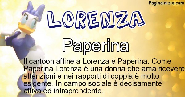 Lorenza - Personaggio dei cartoni associato a Lorenza