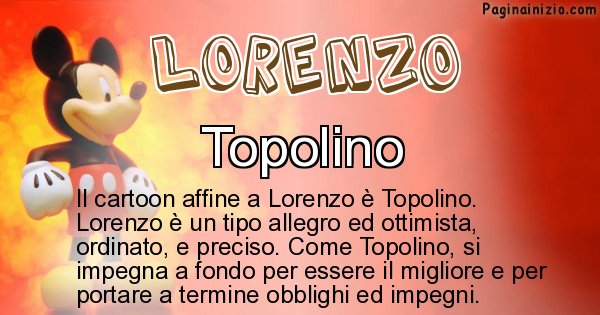 Lorenzo - Personaggio dei cartoni associato a Lorenzo