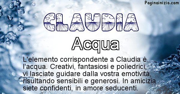 Elemento naturale associato al nome Claudia