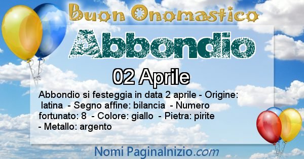 Abbondio - Onomastico del nome Abbondio