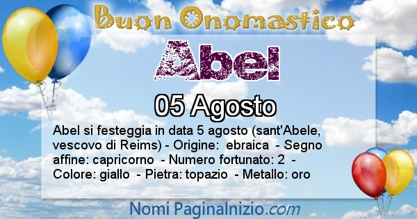 Abel - Onomastico del nome Abel