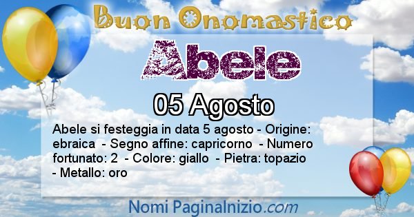 Abele - Onomastico del nome Abele