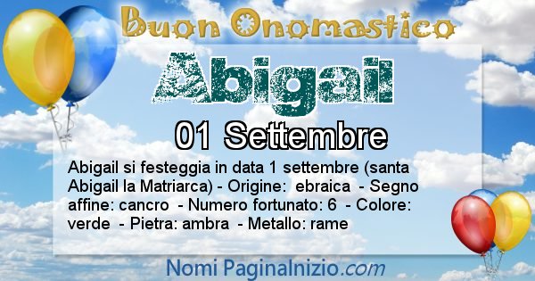 Abigail - Onomastico del nome Abigail