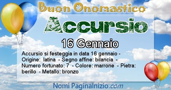 Accursio - Onomastico del nome Accursio