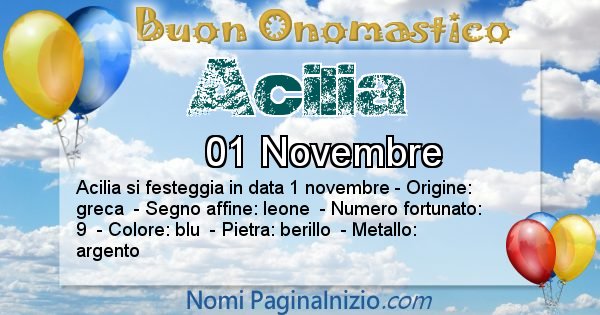 Acilia - Onomastico del nome Acilia