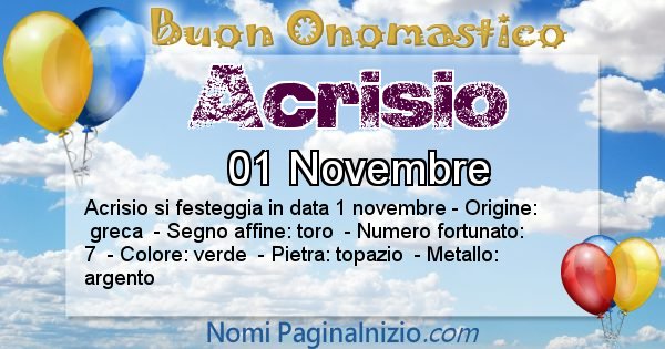 Acrisio - Onomastico del nome Acrisio