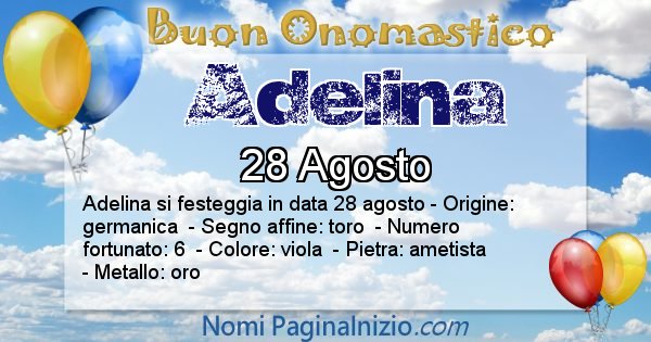 Adelina - Onomastico del nome Adelina