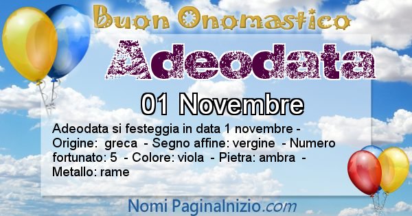 Adeodata - Onomastico del nome Adeodata