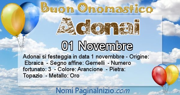 Adonai - Onomastico del nome Adonai