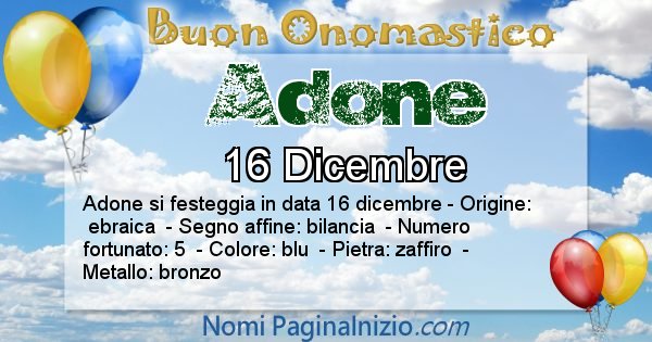 Adone - Onomastico del nome Adone