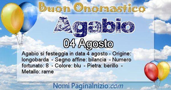 Agabio - Onomastico del nome Agabio