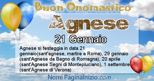 Agnese - Onomastico del nome Agnese