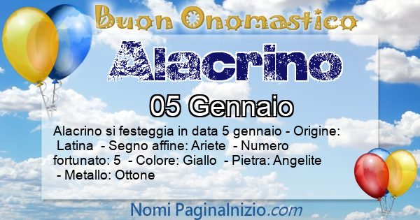 Alacrino - Onomastico del nome Alacrino