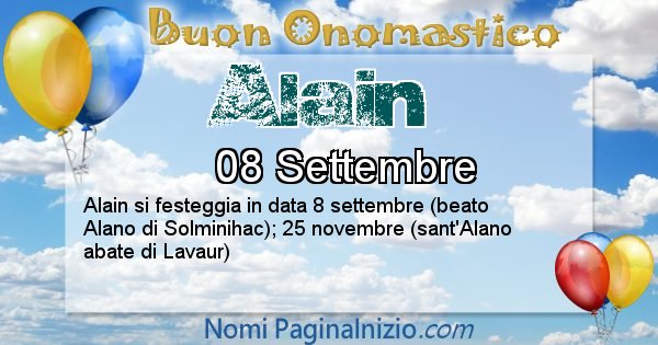 Alain - Onomastico del nome Alain