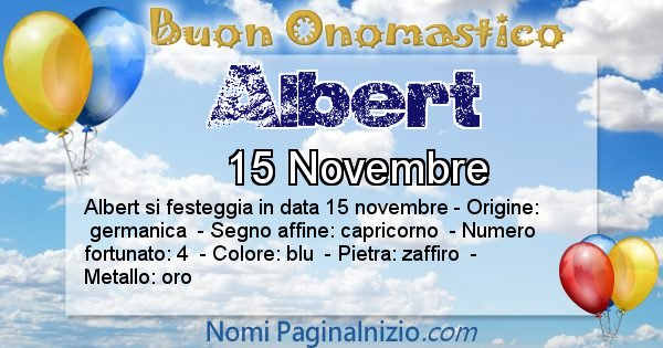 Albert - Onomastico del nome Albert