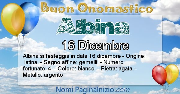 Albina - Onomastico del nome Albina