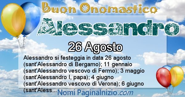 Alessandro - Onomastico del nome Alessandro