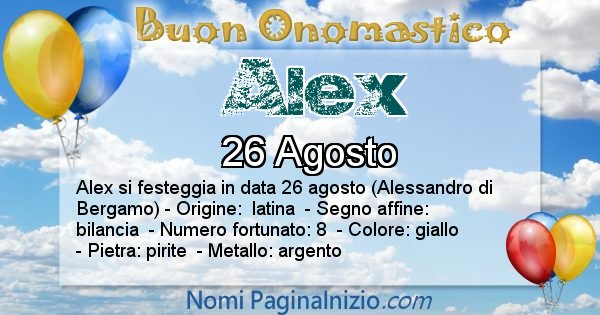 Alex - Onomastico del nome Alex