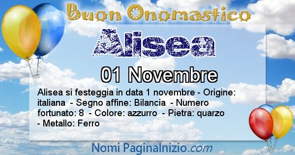 Alisea - Onomastico del nome Alisea