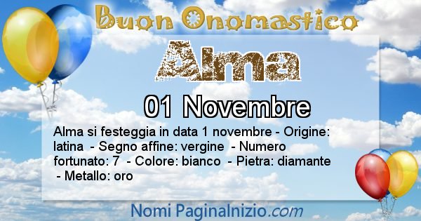 Alma - Onomastico del nome Alma