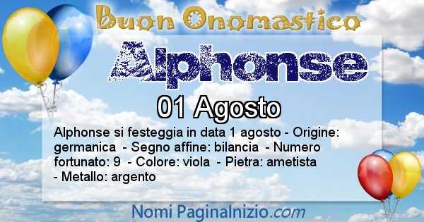 Alphonse - Onomastico del nome Alphonse