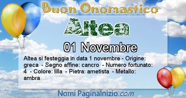 Altea - Onomastico del nome Altea