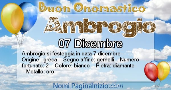 Ambrogio - Onomastico del nome Ambrogio