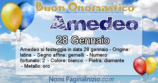 Amedeo - Onomastico del nome Amedeo