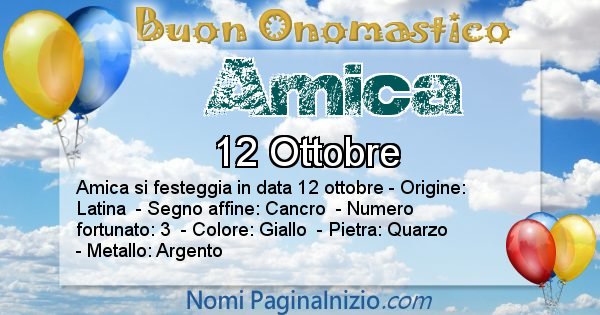 Amica - Onomastico del nome Amica