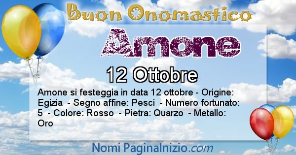 Amone - Onomastico del nome Amone