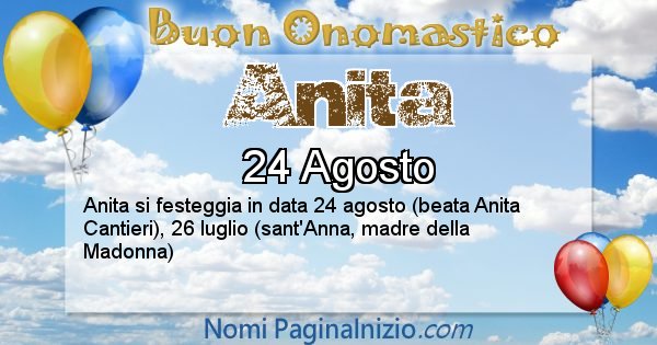 Anita - Onomastico del nome Anita