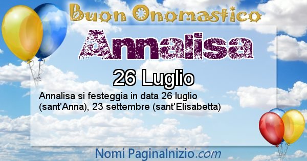 Annalisa - Onomastico del nome Annalisa