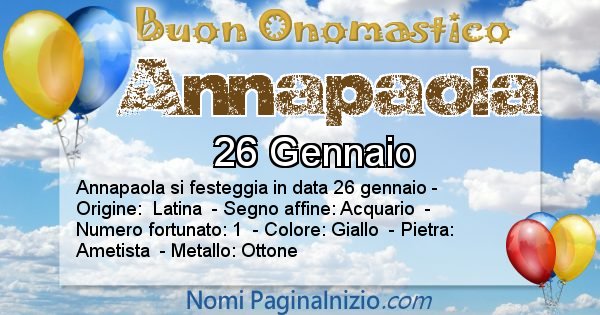 Annapaola - Onomastico del nome Annapaola