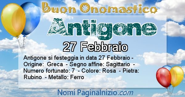 Antigone - Onomastico del nome Antigone
