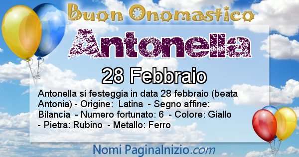 Antonella - Onomastico del nome Antonella