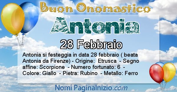 Antonia - Onomastico del nome Antonia