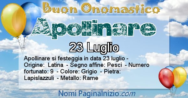 Apollinare - Onomastico del nome Apollinare