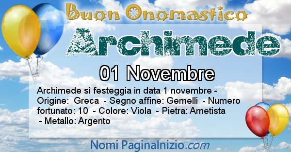 Archimede - Onomastico del nome Archimede