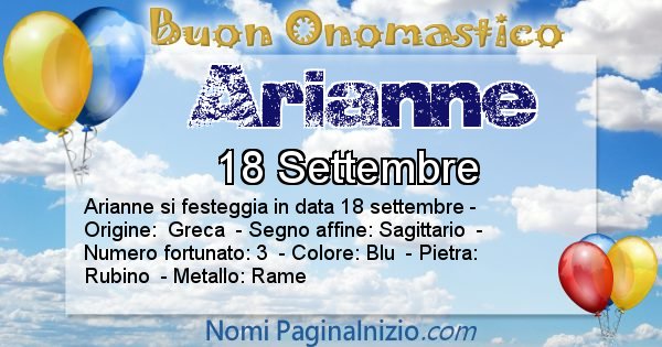 Arianne - Onomastico del nome Arianne