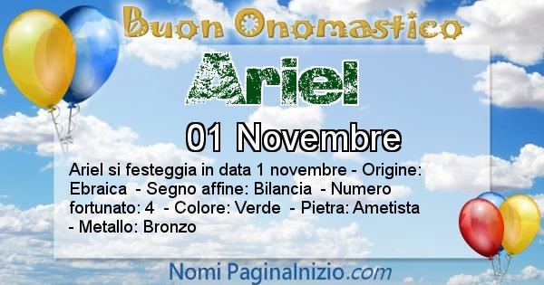 Ariel - Onomastico del nome Ariel