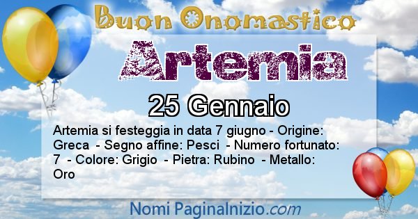 Artemia - Onomastico del nome Artemia