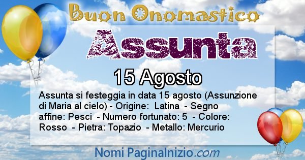 Assunta - Onomastico del nome Assunta