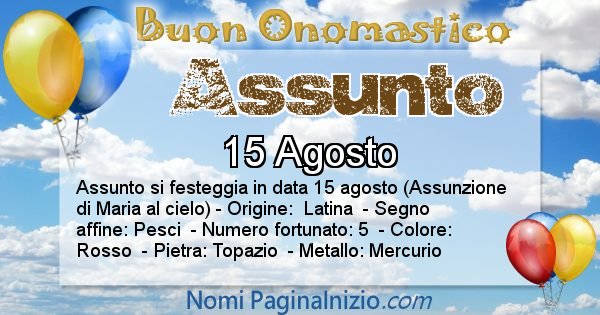 Assunto - Onomastico del nome Assunto