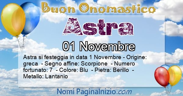 Astra - Onomastico del nome Astra