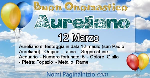 Aureliano - Onomastico del nome Aureliano