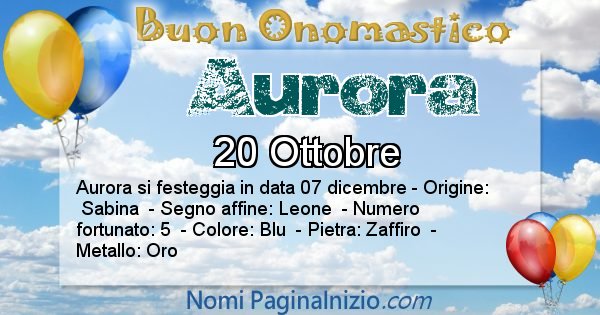 Aurora - Onomastico del nome Aurora