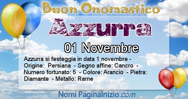 Azzurra - Onomastico del nome Azzurra