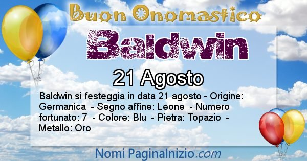 Baldwin - Onomastico del nome Baldwin